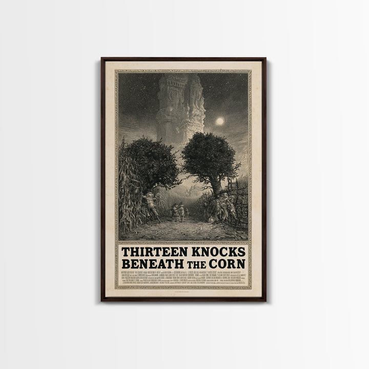 Thirteen Knocks Beneath The Corn, English Language Horror Movie Poster, Gothic Engraving Art, Cult Horror Poster, Canvas Print