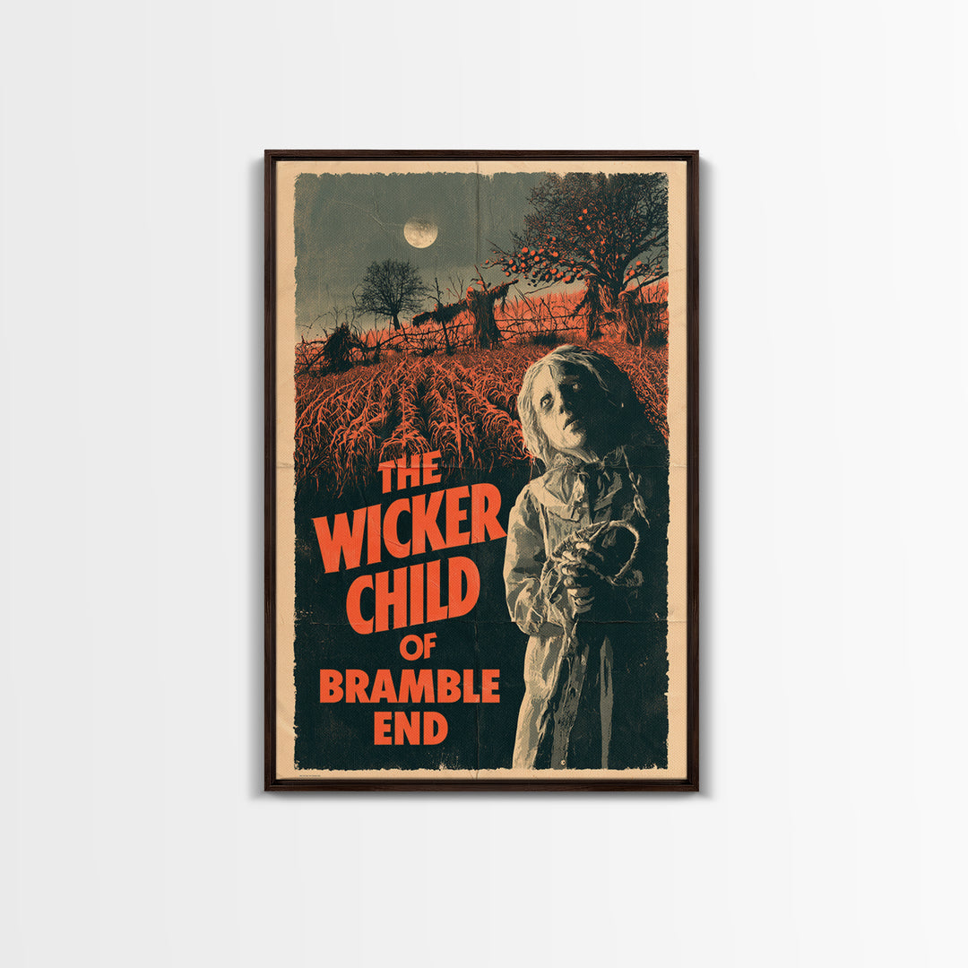 The Wicker Child Of Bramble End, English Language Horror Movie Poster, 1970s Horror Art, Gothic Cinema Wall Art, Framed Canvas Print