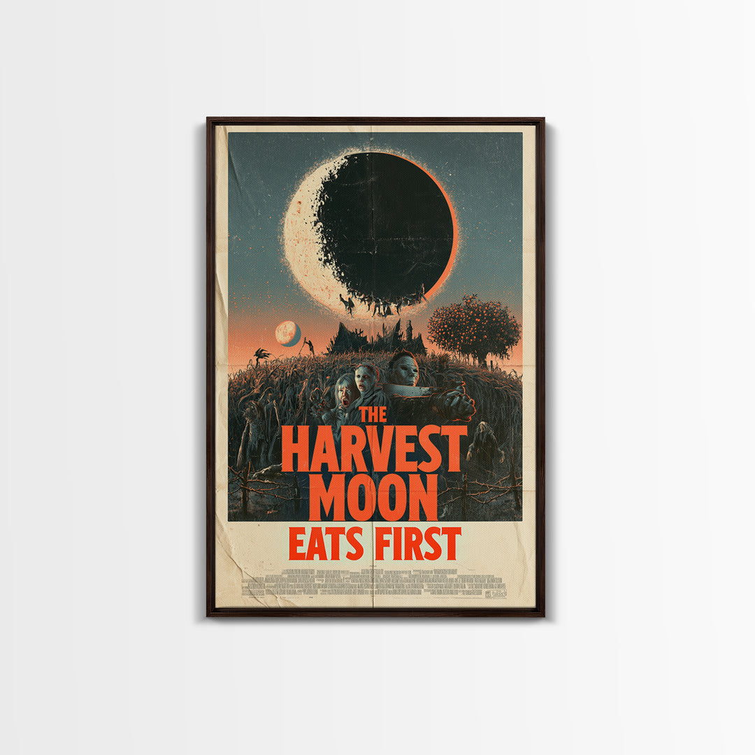 The Harvest Moon Eats First, English Language Horror Movie Poster, Giallo Horror Art, Gothic Cinema Wall Art, Canvas Print