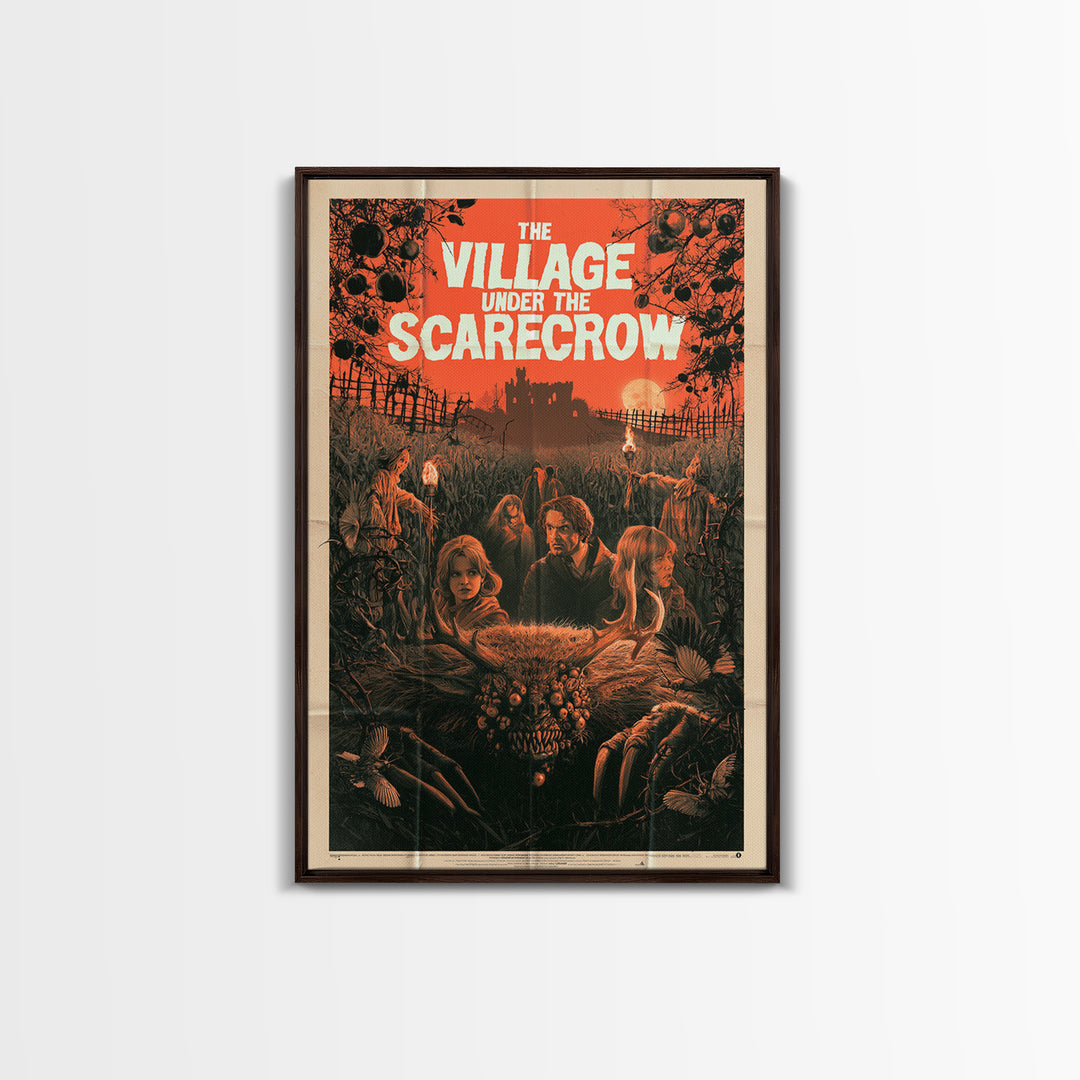 The Village Under The Scarecrow, English Language Horror Movie Poster, 1960s Horror Art, Retro Horror Movie Art, Canvas Print