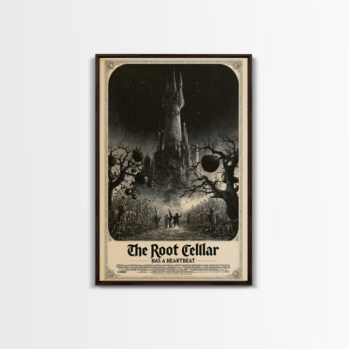 The Root Cellar Has A Heartbeat, English Language Horror Movie Poster, Gothic Engraving Art, Gothic Cinema Wall Art, Horror Wall Decor