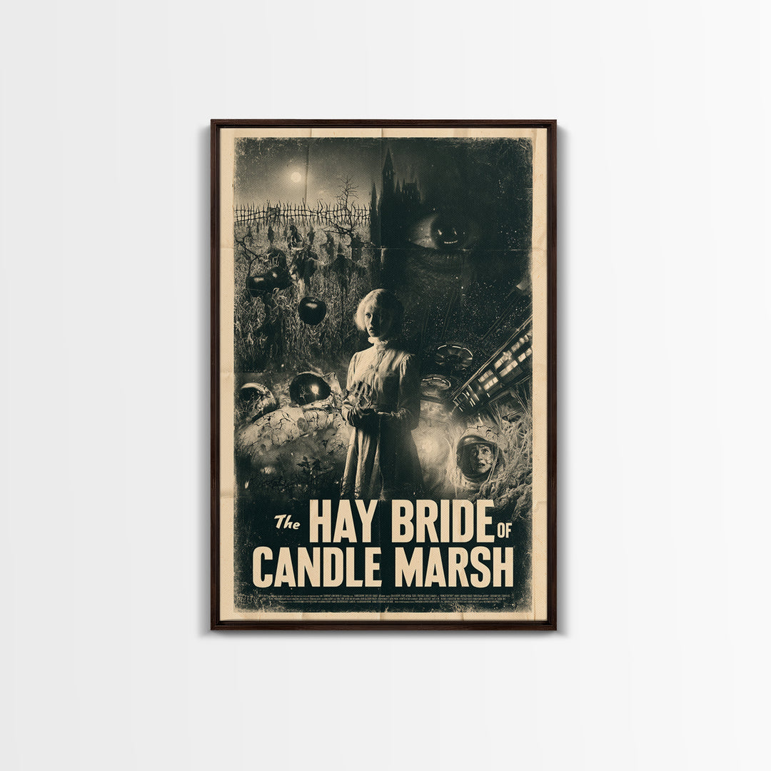 The Hay Bride Of Candle Marsh, English Language Horror Movie Poster, 1930s Horror Art, Cult Horror Poster, Framed Canvas Print