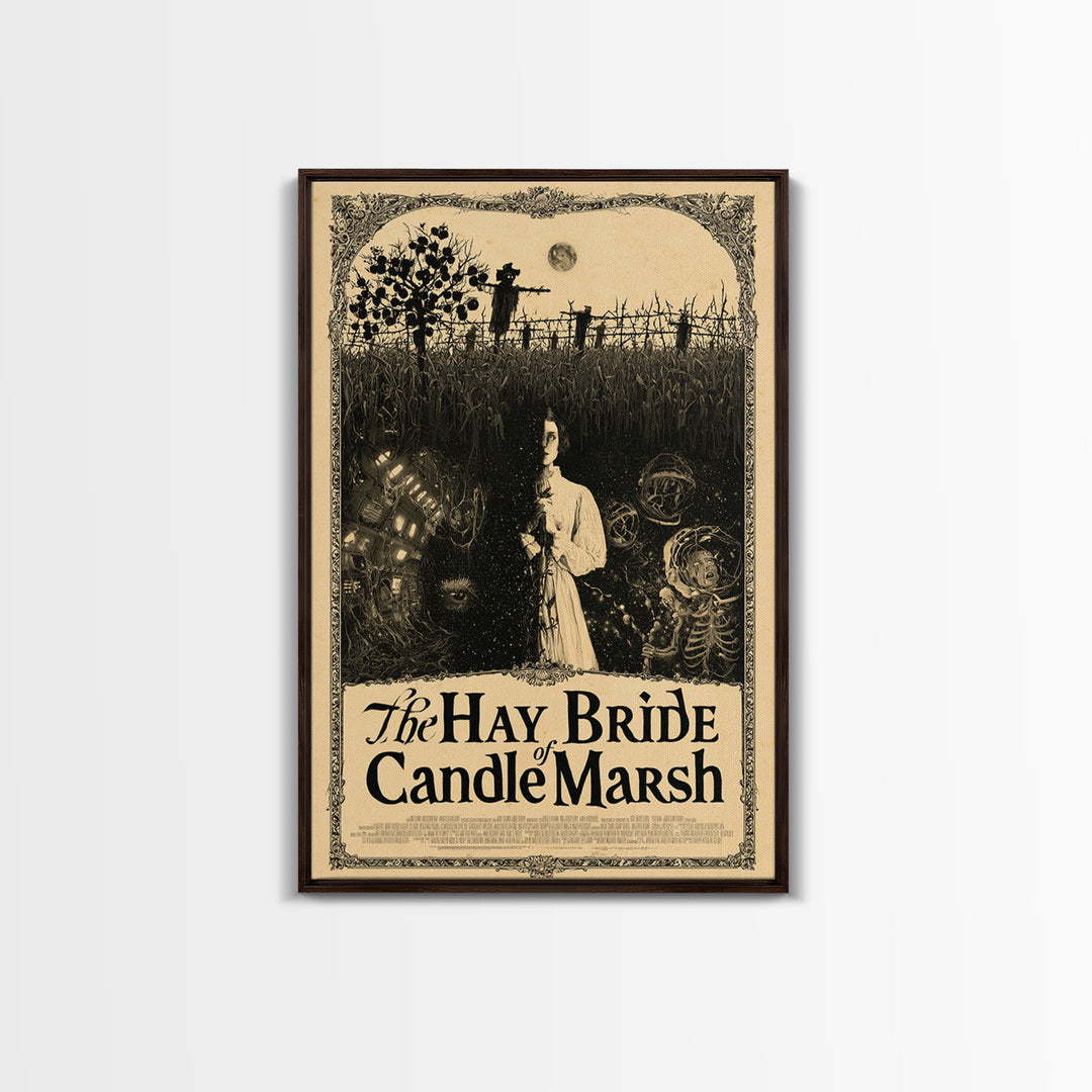 The Hay Bride Of Candle Marsh, English Language Horror Movie Poster, Decadent Line Art, Classic Monster Poster