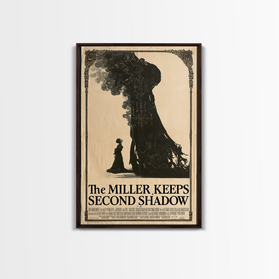 The Miller Keeps A Second Shadow, English Language Horror Movie Poster, Decadent Line Art, Classic Monster Poster, Canvas Print