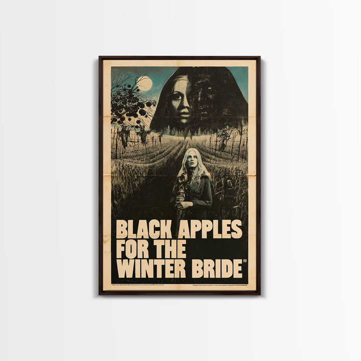 Black Apples For The Winter Bride, English Language Horror Movie Poster, 1970s Horror Art, Gothic Cinema Wall Art, Framed Canvas Print