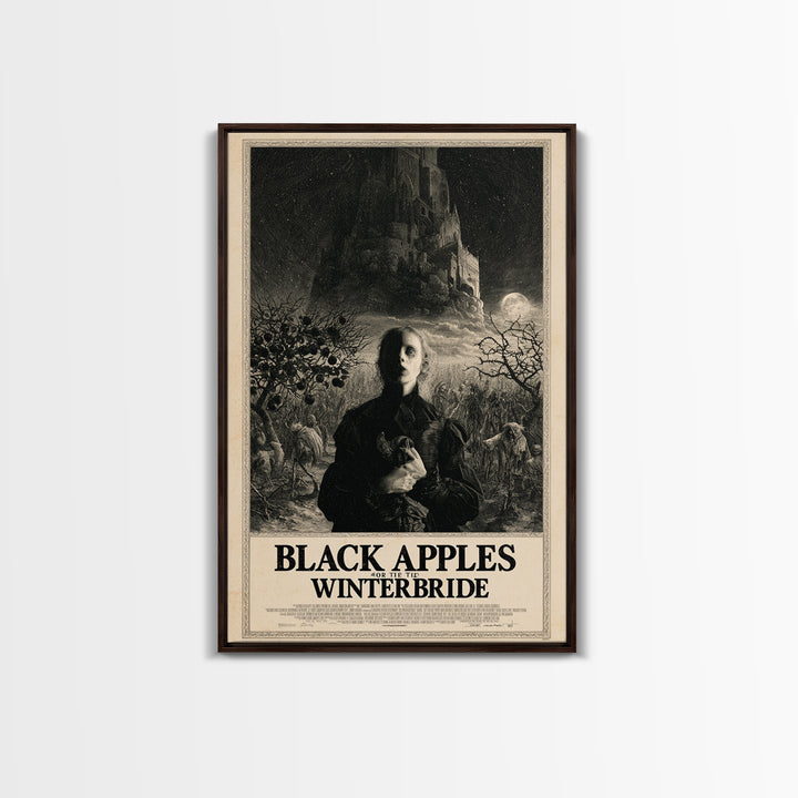 Black Apples For The Winter Bride, English Language Horror Movie Poster, Gothic Engraving Art, Retro Horror Movie Art