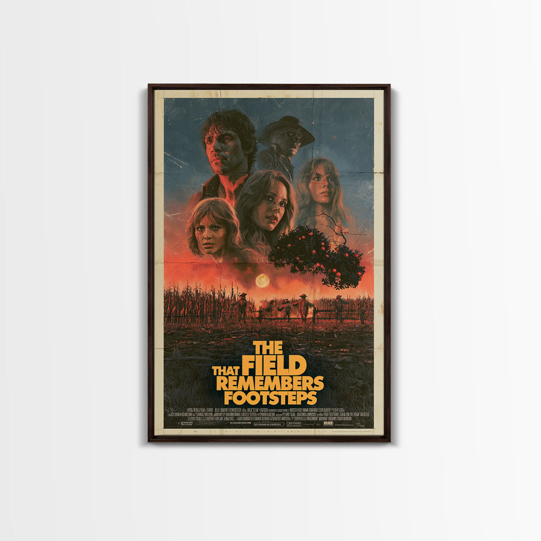 The Field That Remembers Footsteps, English Language Horror Movie Poster, 1970s Horror Art, Retro Horror Movie Art, Canvas Print