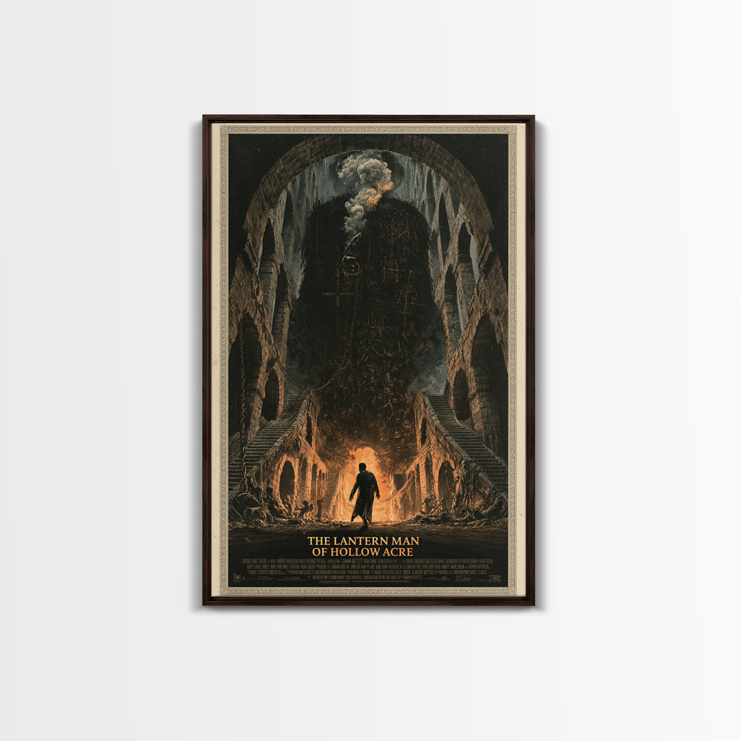 The Lantern Man Of Hollow Acre, English Language Horror Movie Poster, Architectural Etching Art, Classic Monster Poster