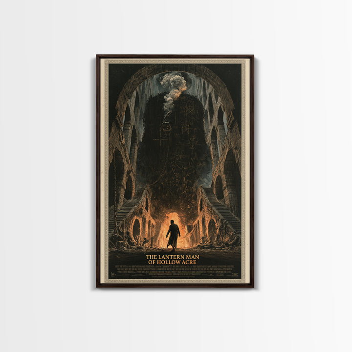 The Lantern Man Of Hollow Acre, English Language Horror Movie Poster, Architectural Etching Art, Classic Monster Poster