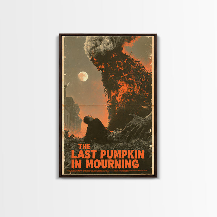 The Last Pumpkin In Mourning, English Language Horror Movie Poster, Giallo Horror Art, Gothic Cinema Wall Art, Framed Canvas Print