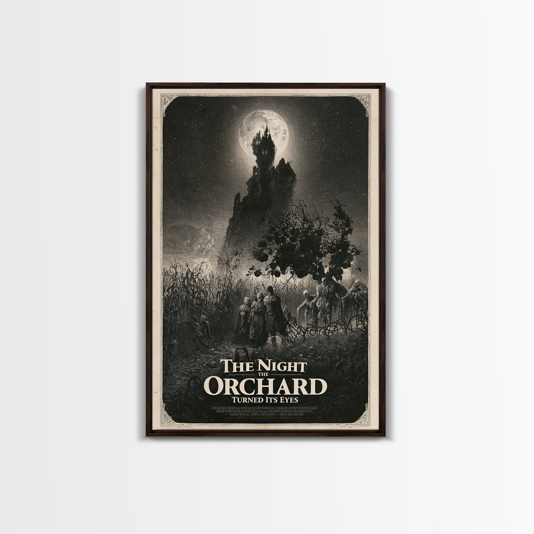 The Night The Orchard Turned Its Eyes, English Language Horror Movie Poster, Gothic Engraving Art, Gothic Cinema Wall Art