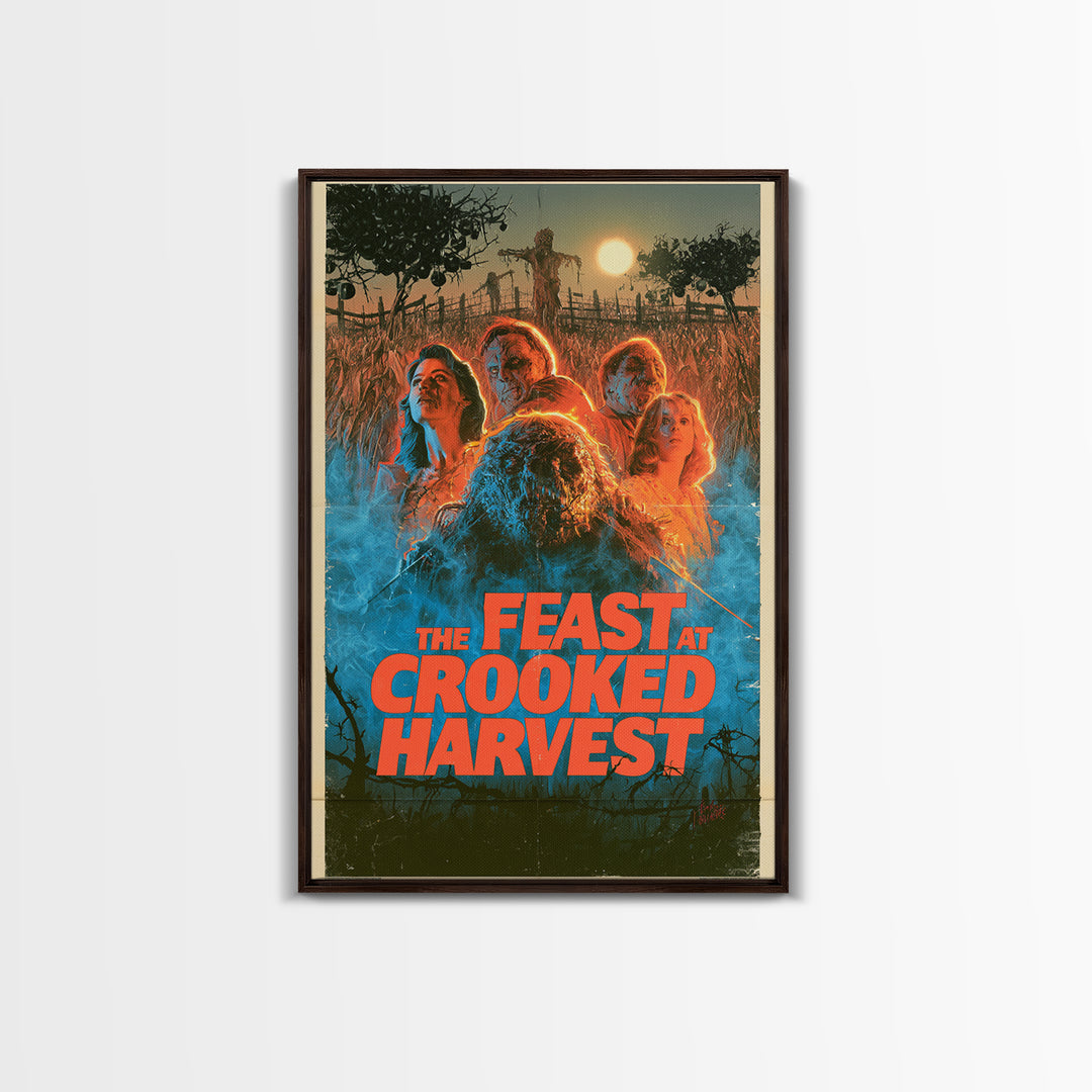 The Feast At Crooked Harvest, English Language Horror Movie Poster, 1980s Vhs Nightmare Cover Inspired Art, Gothic Cinema Wall Art