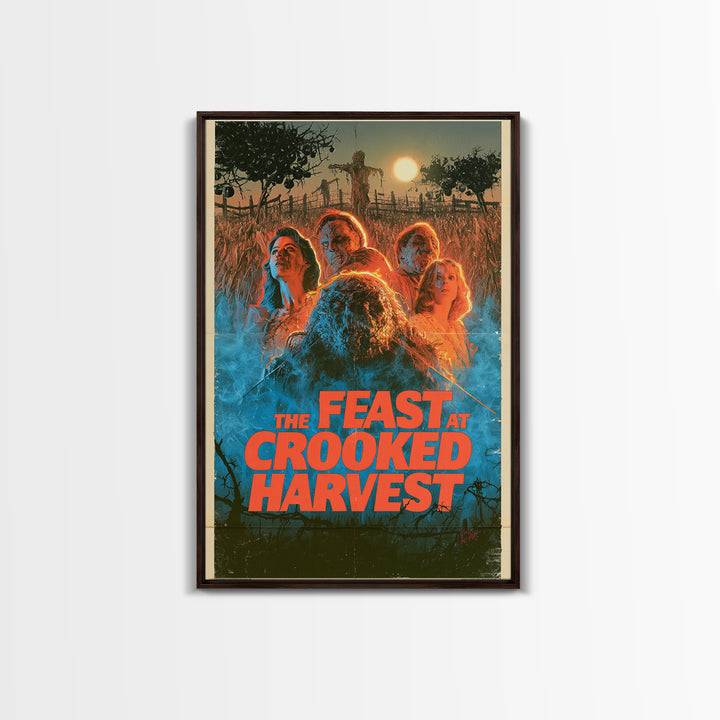 The Feast At Crooked Harvest, English Language Horror Movie Poster, 1980s Vhs Nightmare Cover Inspired Art, Gothic Cinema Wall Art