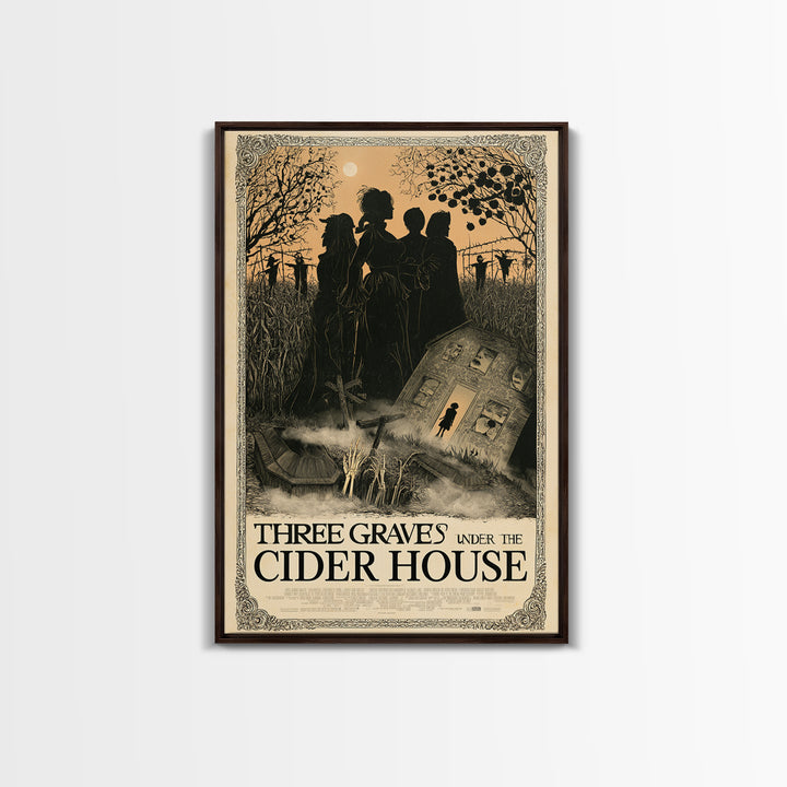 Three Graves Under The Cider House, English Language Horror Movie Poster, Decadent Line Art, Gothic Cinema Wall Art