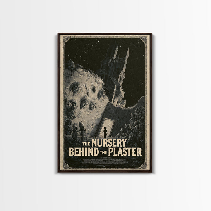 The Nursery Behind The Plaster, English Language Horror Movie Poster, Gothic Engraving Art, Gothic Cinema Wall Art, Canvas Print