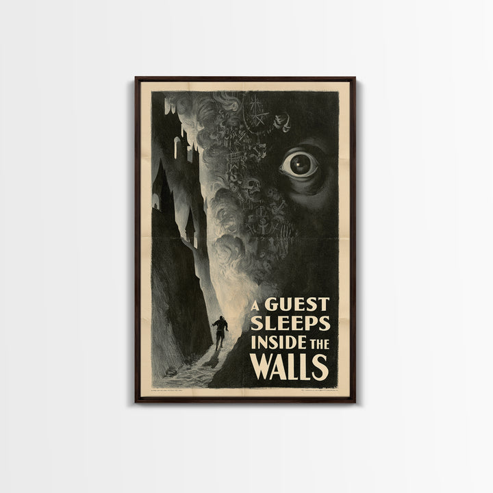 A Guest Sleeps Inside The Walls, English Language Horror Movie Poster, 1930s Horror Art, Retro Horror Movie Art, Canvas Print