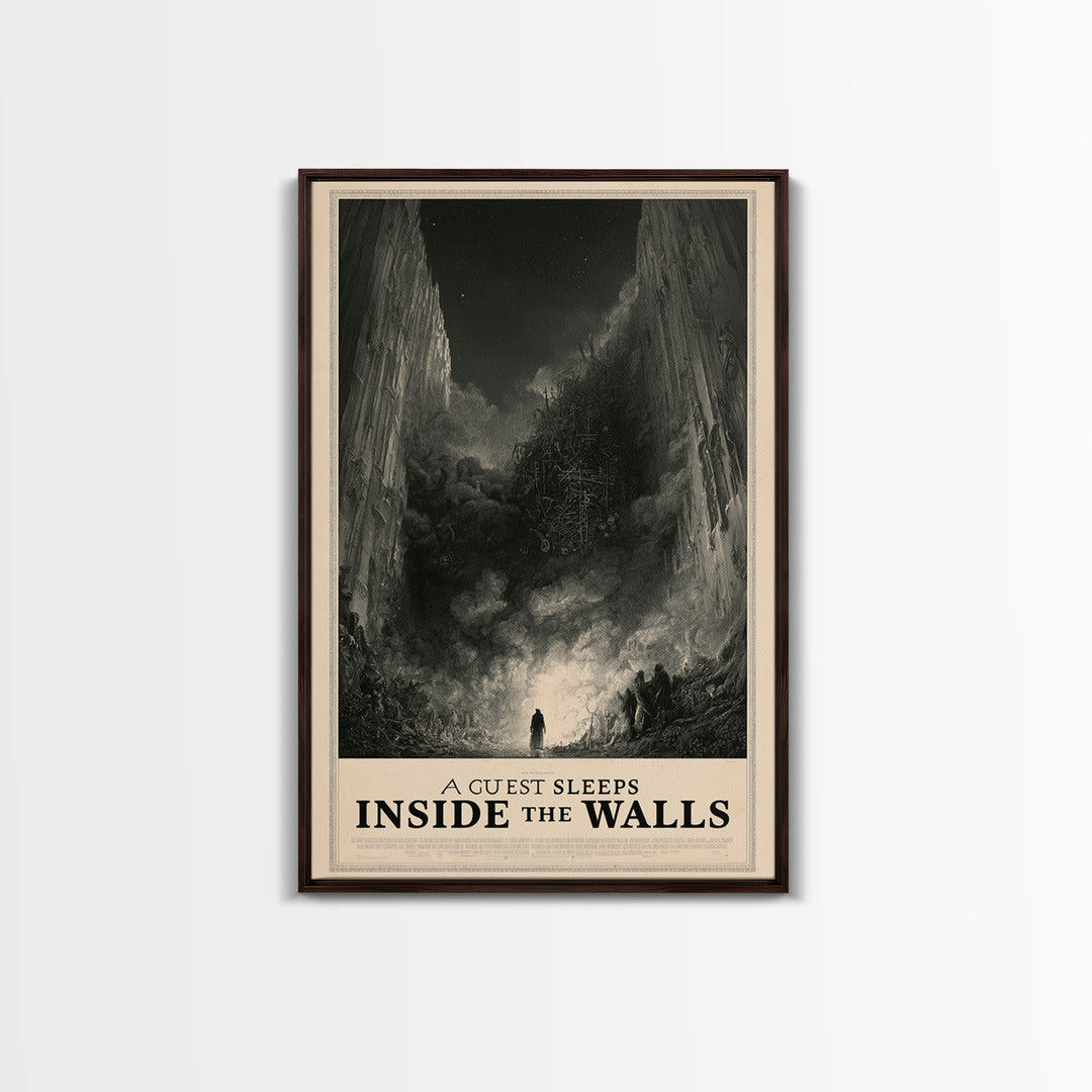 A Guest Sleeps Inside The Walls, English Language Horror Movie Poster, Gothic Engraving Art, Gothic Cinema Wall Art, Horror Wall Decor