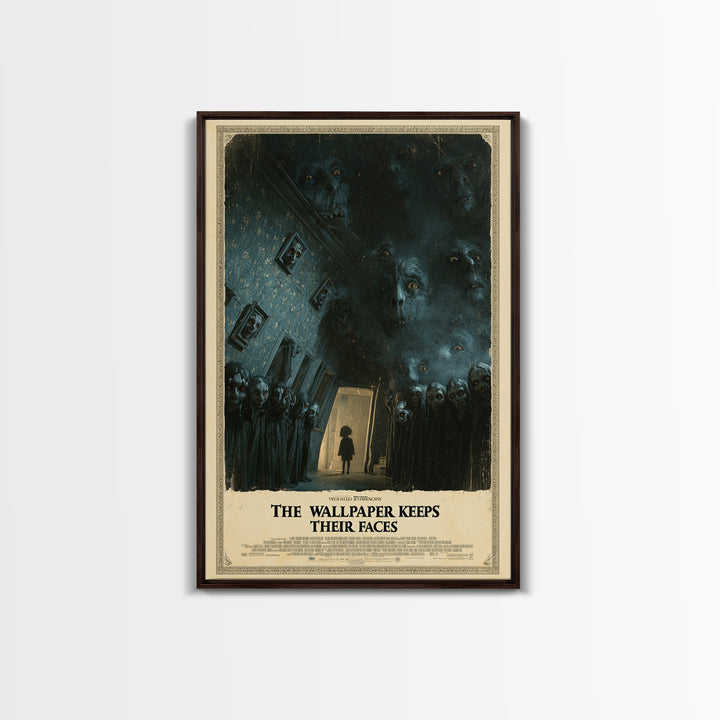 The Wallpaper Keeps Their Faces, English Language Horror Movie Poster, Dark Romantic Horror Art, Classic Monster Poster
