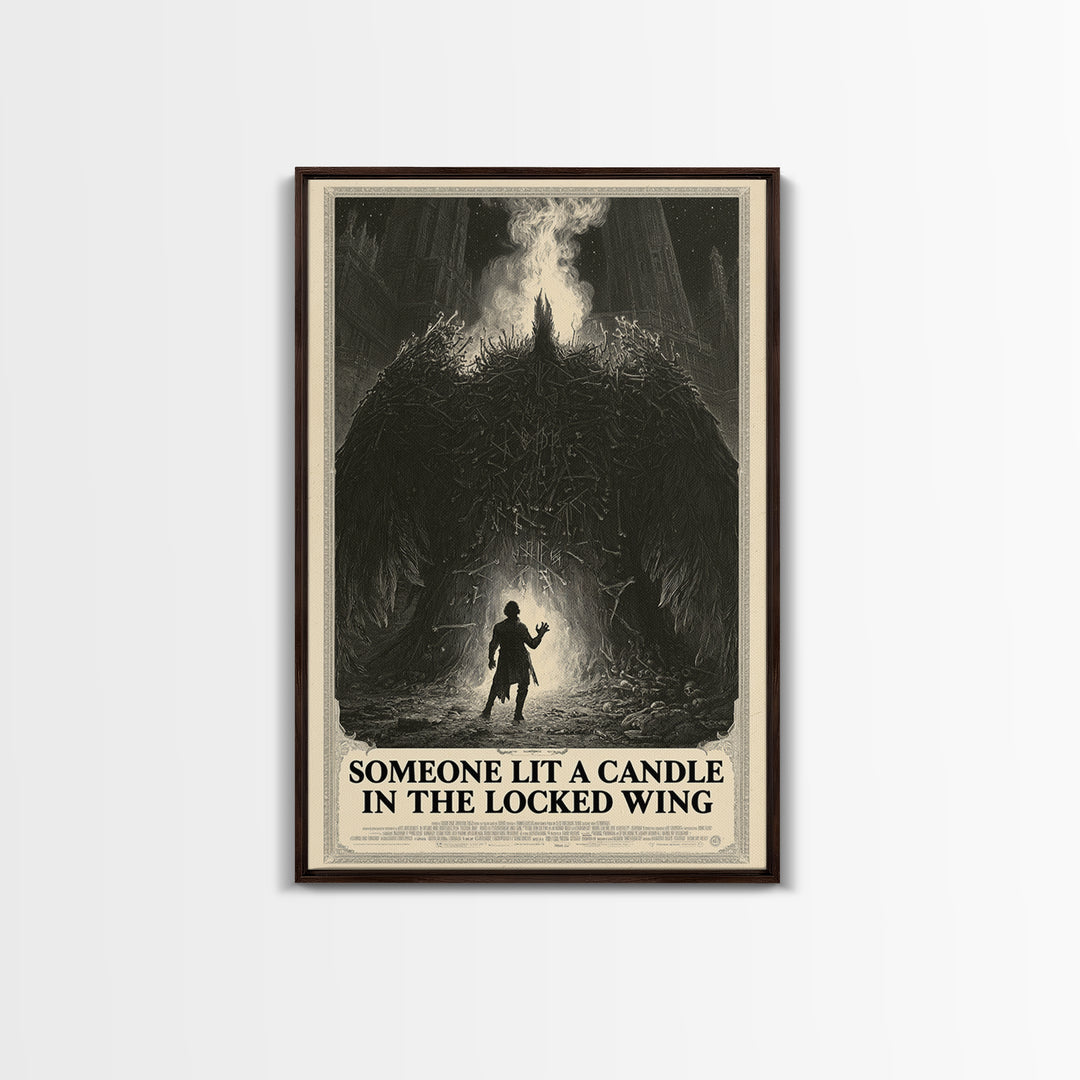 Someone Lit A Candle In The Locked Wing, English Language Horror Movie Poster, Gothic Engraving Art, Classic Monster Poster