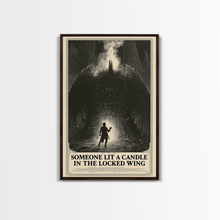 Someone Lit A Candle In The Locked Wing, English Language Horror Movie Poster, Gothic Engraving Art, Classic Monster Poster