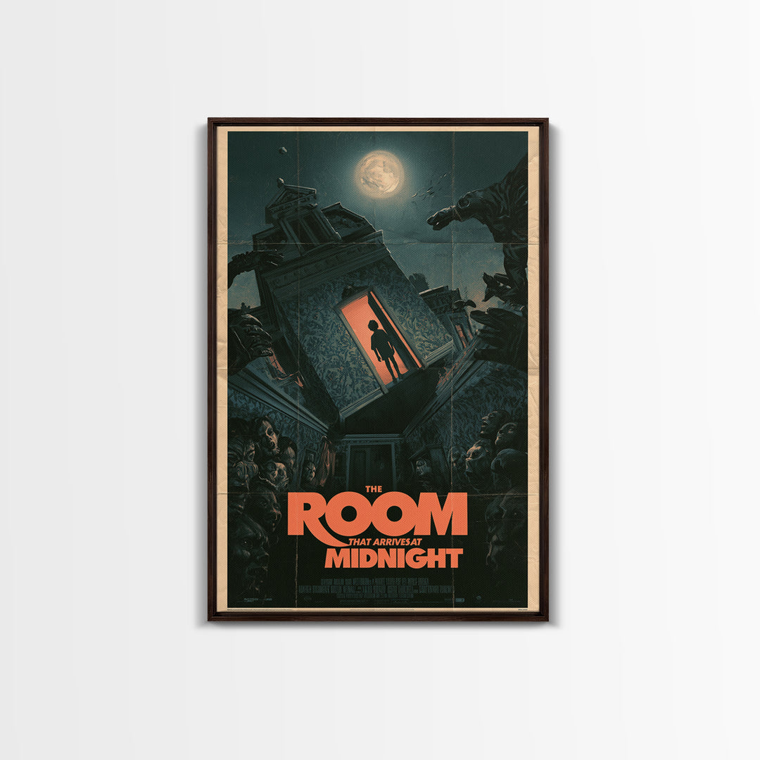 The Room That Arrives At Midnight, English Language Horror Movie Poster, Giallo Horror Art, Retro Horror Movie Art, Canvas Print