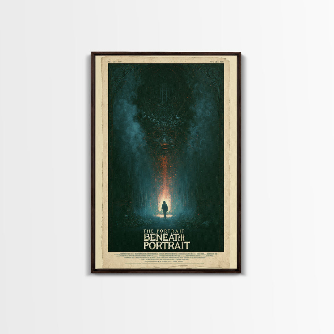 The Portrait Beneath The Portrait, English Language Horror Movie Poster, Stained Glass Gothic Art, Cult Horror Poster, Canvas Print