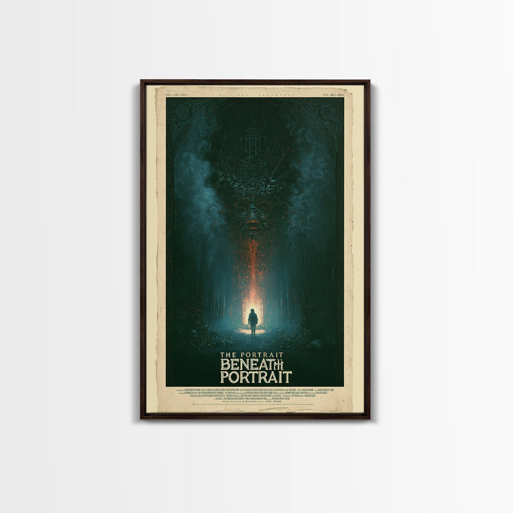 The Portrait Beneath The Portrait, English Language Horror Movie Poster, Stained Glass Gothic Art, Cult Horror Poster, Canvas Print