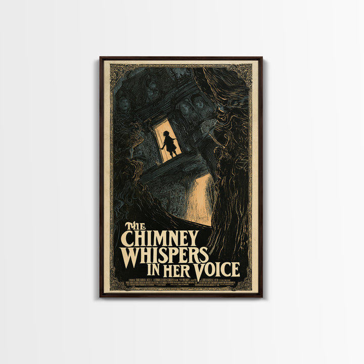 The Chimney Whispers In Her Voice, English Language Horror Movie Poster, Decadent Line Art, Gothic Cinema Wall Art, Canvas Print