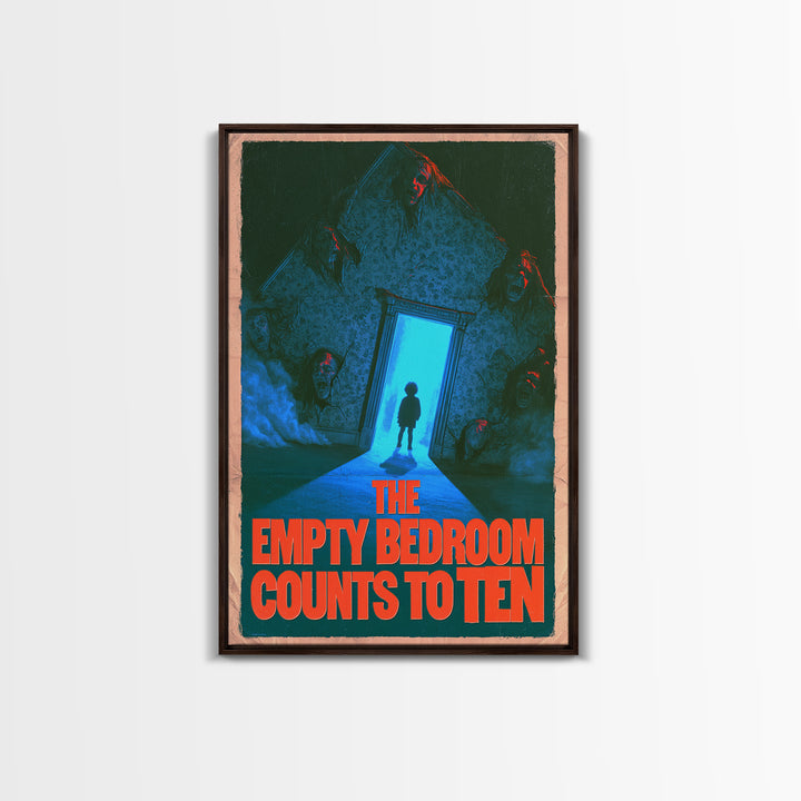 The Empty Bedroom Counts To Ten, English Language Horror Movie Poster, 1980s Vhs Nightmare Cover Inspired Art, Cult Horror Poster