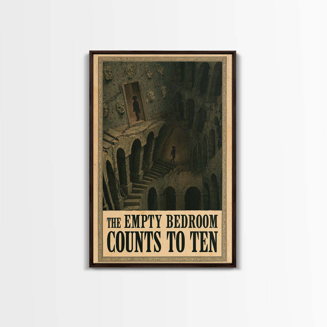 The Empty Bedroom Counts To Ten, English Language Horror Movie Poster, Architectural Etching Art, Gothic Cinema Wall Art