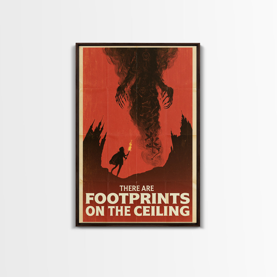 There Are Footprints On The Ceiling, English Language Horror Movie Poster, 1960s Horror Art, Cult Horror Poster, Framed Canvas Print
