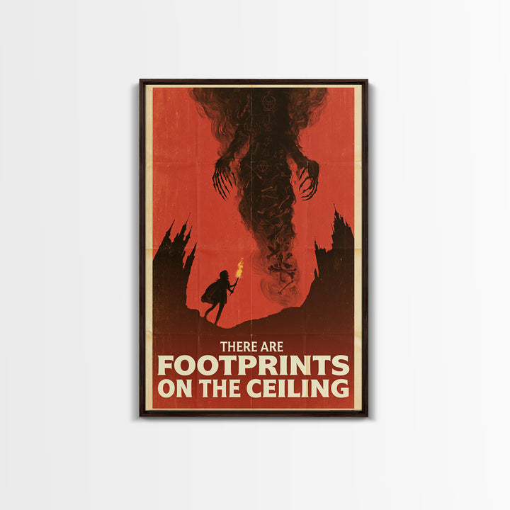 There Are Footprints On The Ceiling, English Language Horror Movie Poster, 1960s Horror Art, Cult Horror Poster, Framed Canvas Print