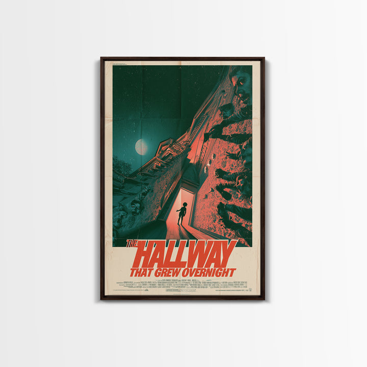 The Hallway That Grew Overnight, English Language Horror Movie Poster, Giallo Horror Art, Cult Horror Poster, Framed Canvas Print