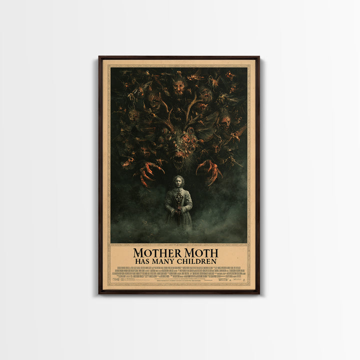 Mother Moth Has Many Children, English Language Horror Movie Poster, Dark Romantic Horror Art, Retro Horror Movie Art, Canvas Print