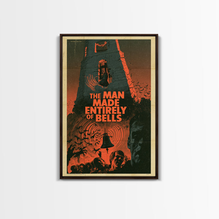 The Man Made Entirely Of Bells, English Language Horror Movie Poster, 1970s Horror Art, Gothic Cinema Wall Art, Canvas Print