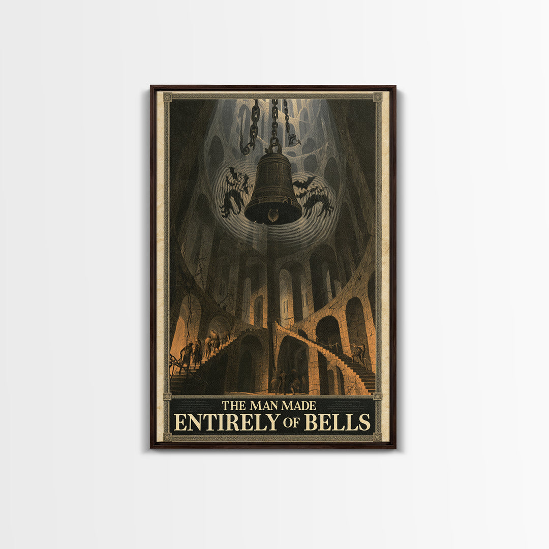 The Man Made Entirely Of Bells, English Language Horror Movie Poster, Architectural Etching Art, Gothic Cinema Wall Art