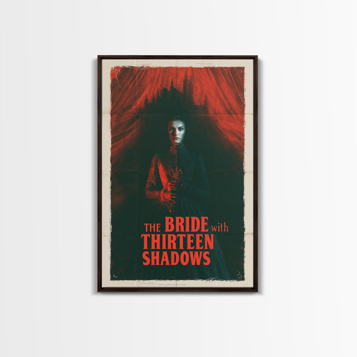 The Bride With Thirteen Shadows, English Language Horror Movie Poster, 1960s Horror Art, Retro Horror Movie Art, Framed Canvas Print