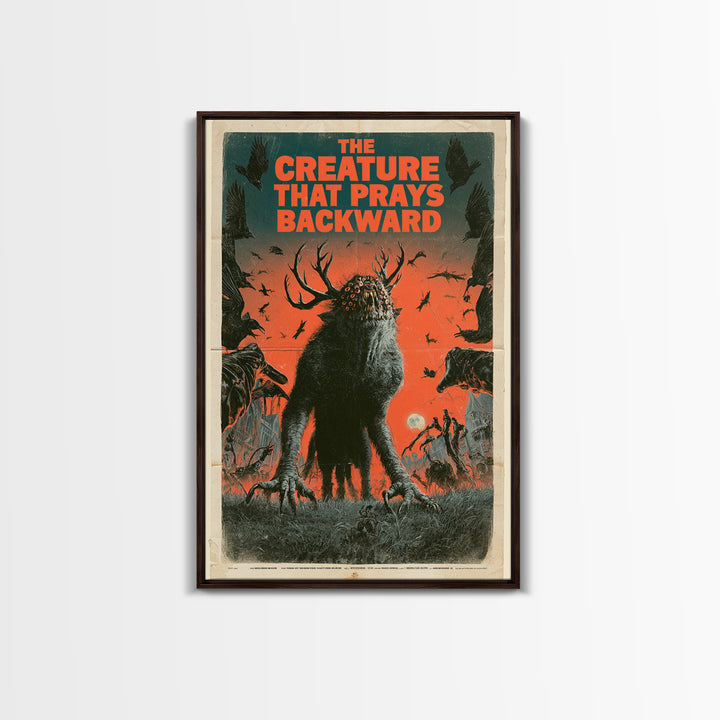 The Creature That Prays Backward, English Language Horror Movie Poster, Giallo Horror Art, Classic Monster Poster, Canvas Print