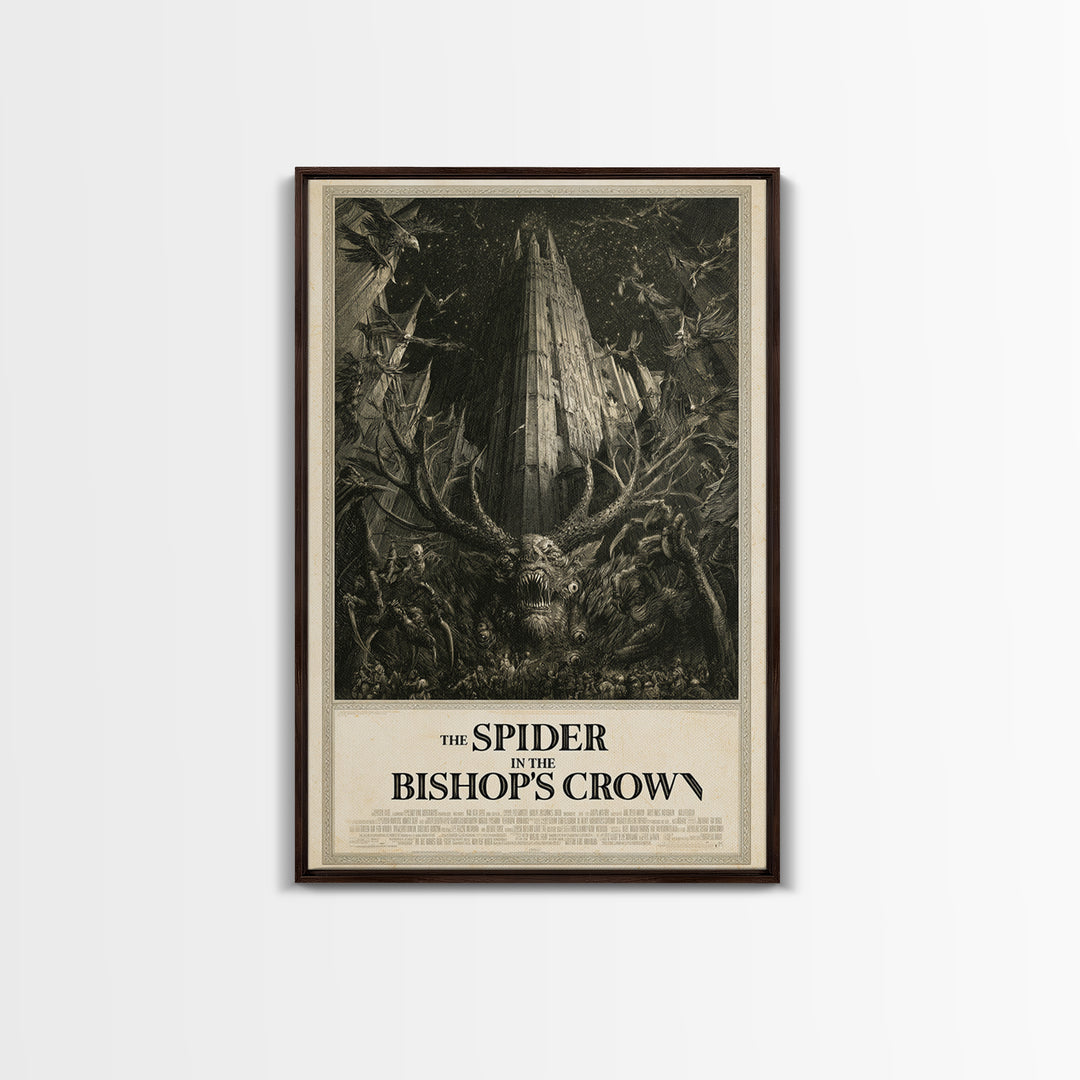 The Spider In The Bishop'S Crown, English Language Horror Movie Poster, Gothic Engraving Art, Retro Horror Movie Art, Canvas Print