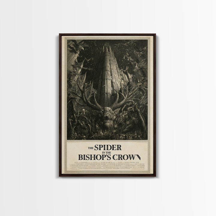 The Spider In The Bishop'S Crown, English Language Horror Movie Poster, Gothic Engraving Art, Retro Horror Movie Art, Canvas Print