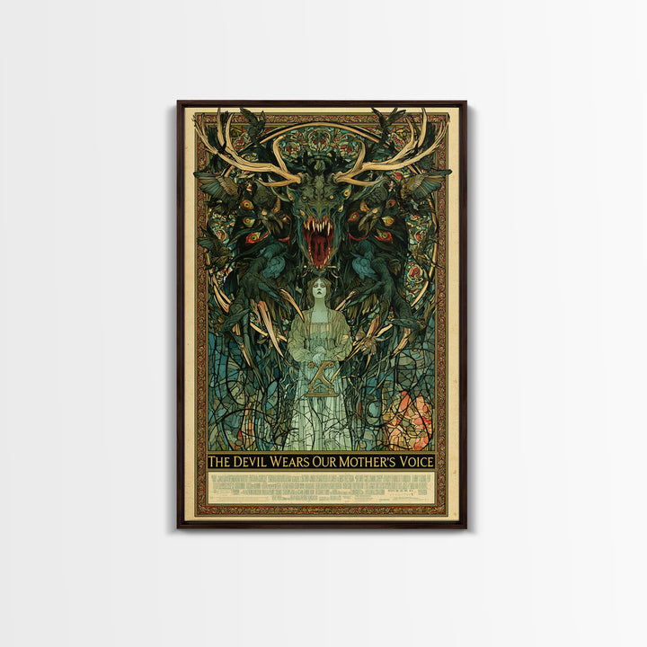 The Devil Wears Our Mother'S Voice, English Language Horror Movie Poster, Stained Glass Gothic Art, Gothic Cinema Wall Art