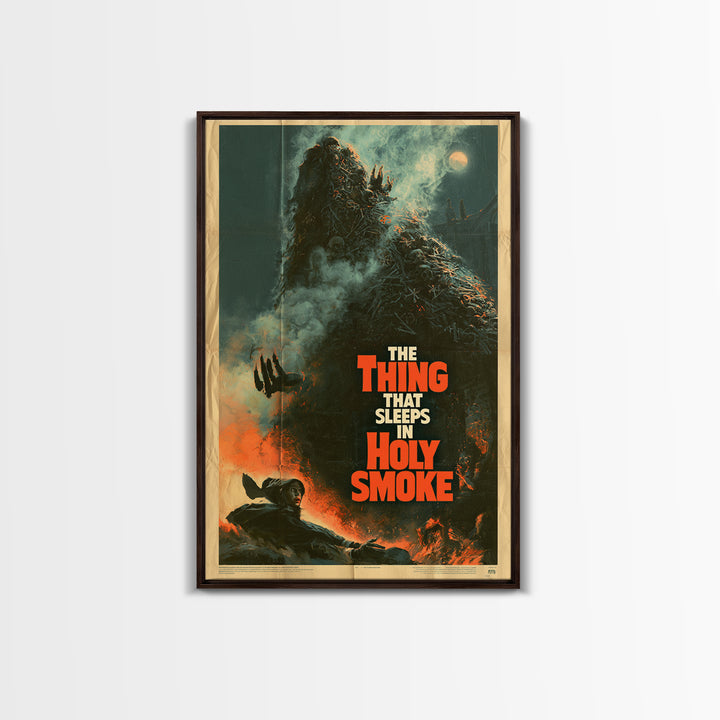 The Thing That Sleeps In Holy Smoke, English Language Horror Movie Poster, Giallo Horror Art, Gothic Cinema Wall Art, Framed Canvas Print