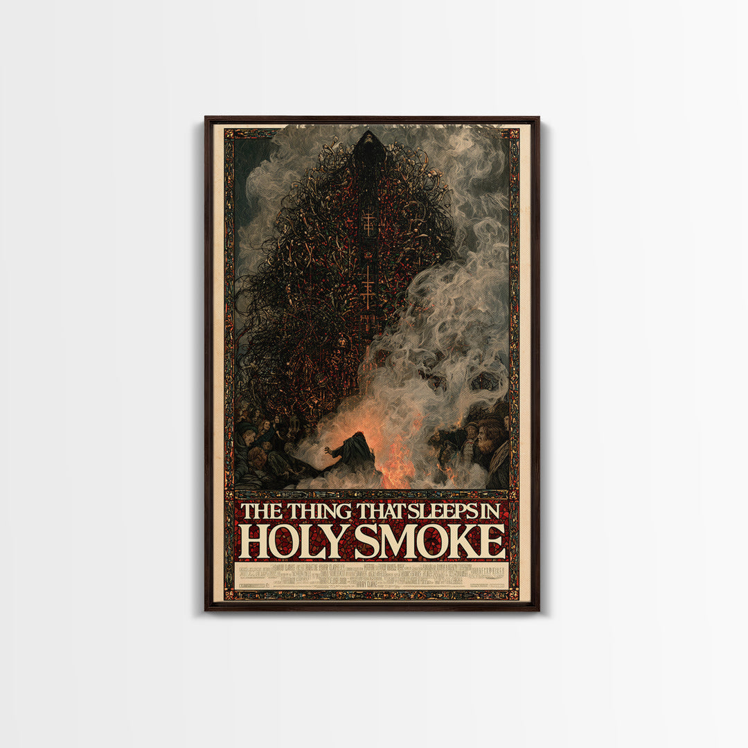 The Thing That Sleeps In Holy Smoke, English Language Horror Movie Poster, Stained Glass Gothic Art, Classic Monster Poster