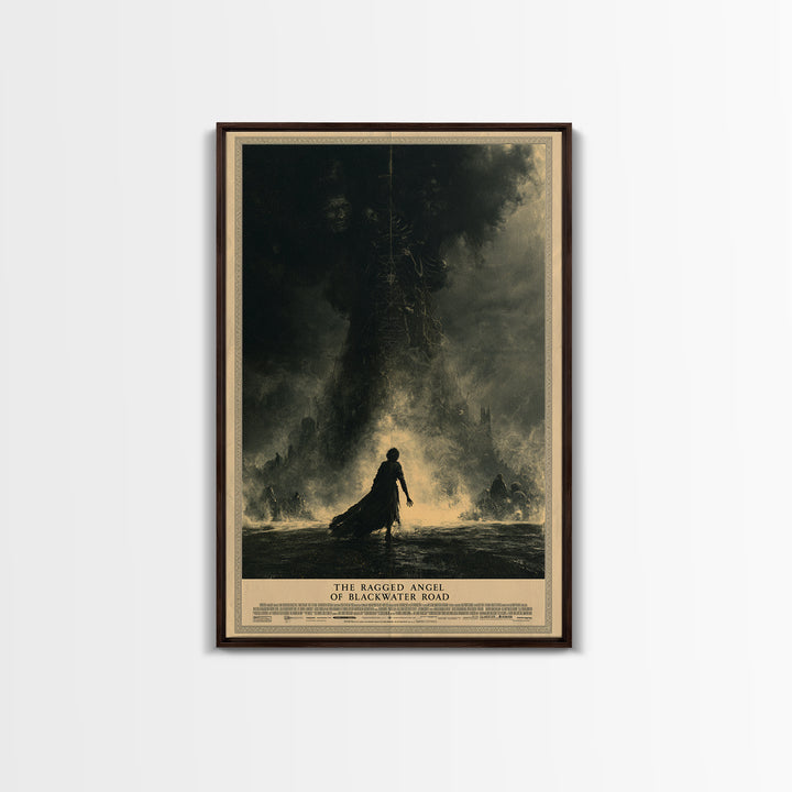 The Ragged Angel Of Blackwater Road, English Language Horror Movie Poster, Dark Romantic Horror Art, Gothic Cinema Wall Art, Canvas Print