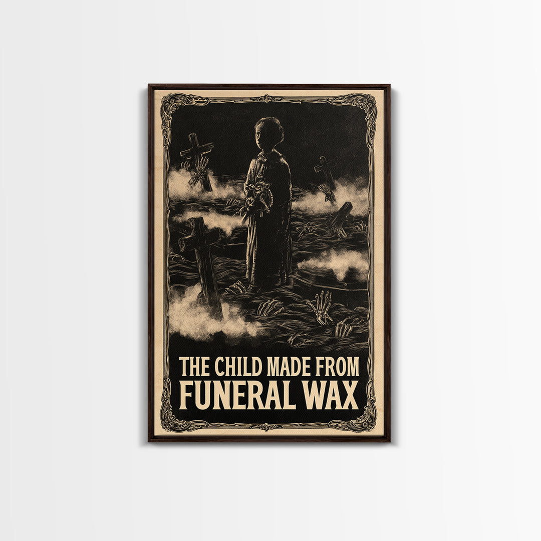 The Child Made From Funeral Wax, English Language Horror Movie Poster, Decadent Line Art, Retro Horror Movie Art, Canvas Print
