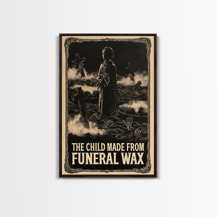 The Child Made From Funeral Wax, English Language Horror Movie Poster, Decadent Line Art, Retro Horror Movie Art, Canvas Print