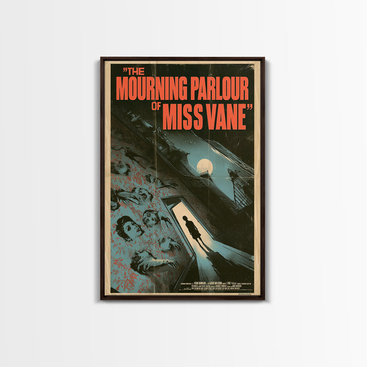 The Mourning Parlour Of Miss Vane, English Language Horror Movie Poster, Giallo Horror Art, Gothic Cinema Wall Art, Framed Canvas Print