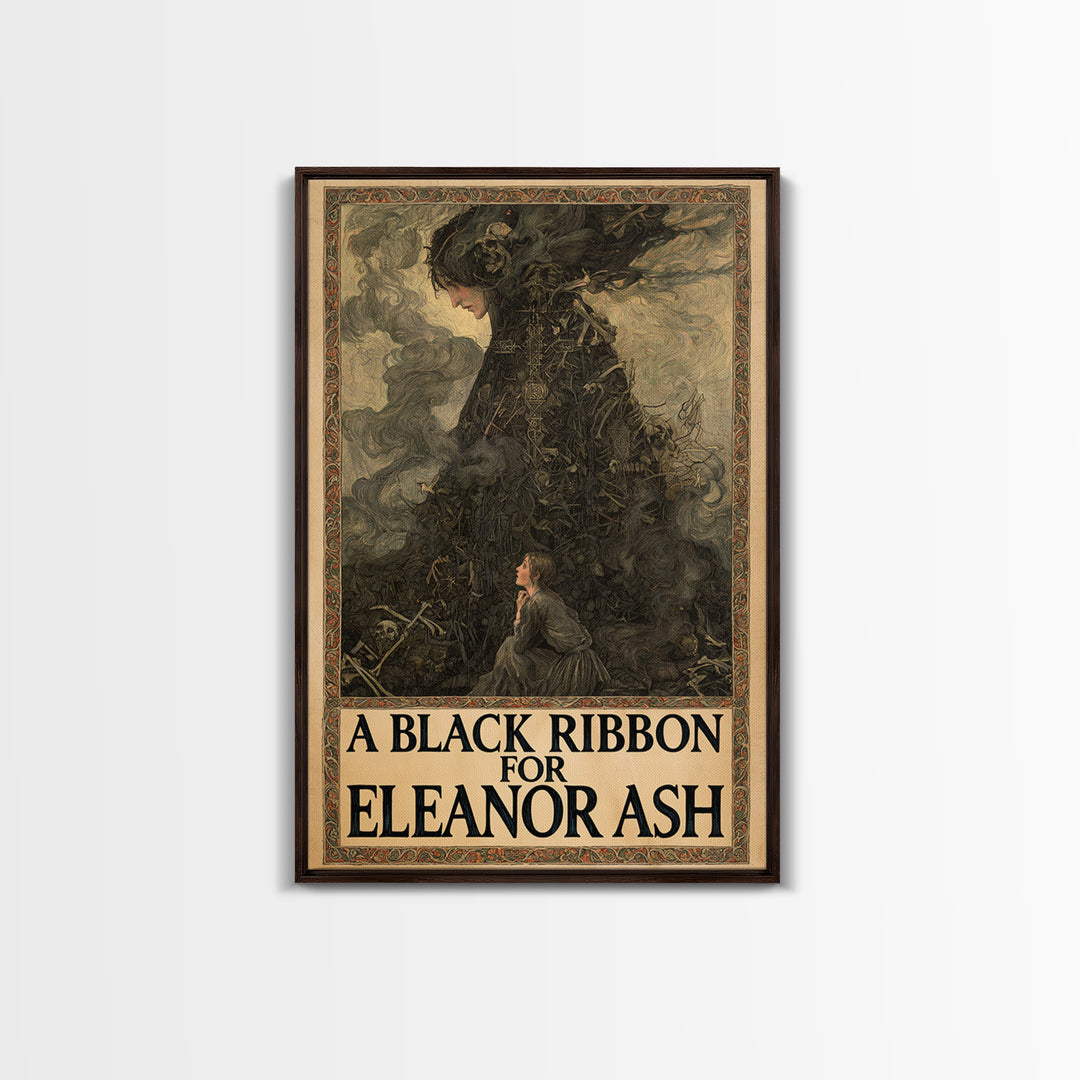 A Black Ribbon For Eleanor Ash, English Language Horror Movie Poster, Stained Glass Gothic Art, Classic Monster Poster, Canvas Print