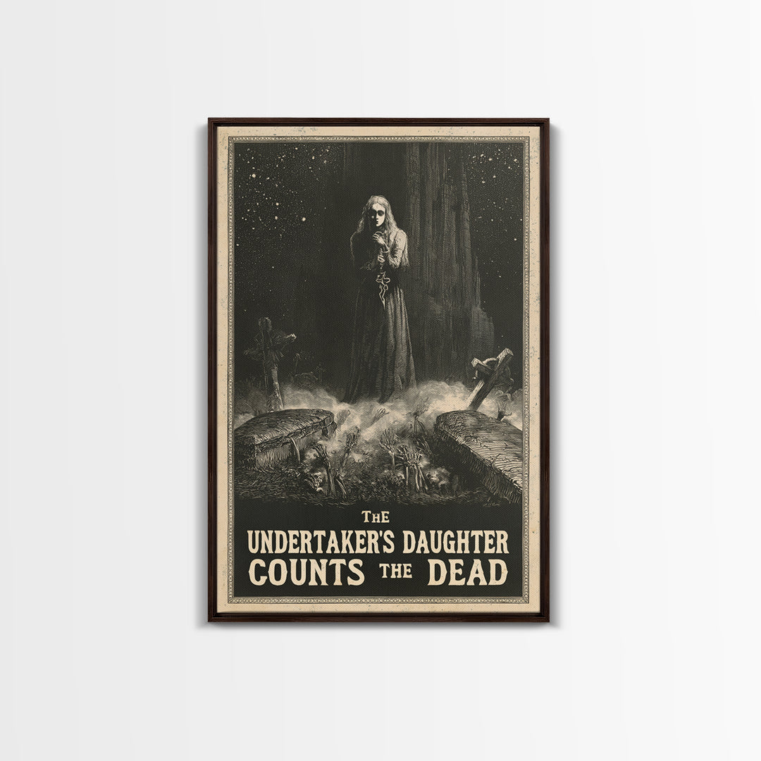 The Undertaker'S Daughter Counts The Dead, English Language Horror Movie Poster, Gothic Engraving Art, Gothic Cinema Wall Art
