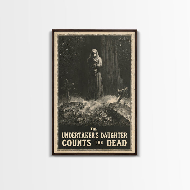 The Undertaker'S Daughter Counts The Dead, English Language Horror Movie Poster, Gothic Engraving Art, Gothic Cinema Wall Art